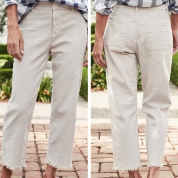 Frank & Eileen Kinsale Performance Cotton Linen Crop Pants Size: 0 Cement - Picture 2 of 16